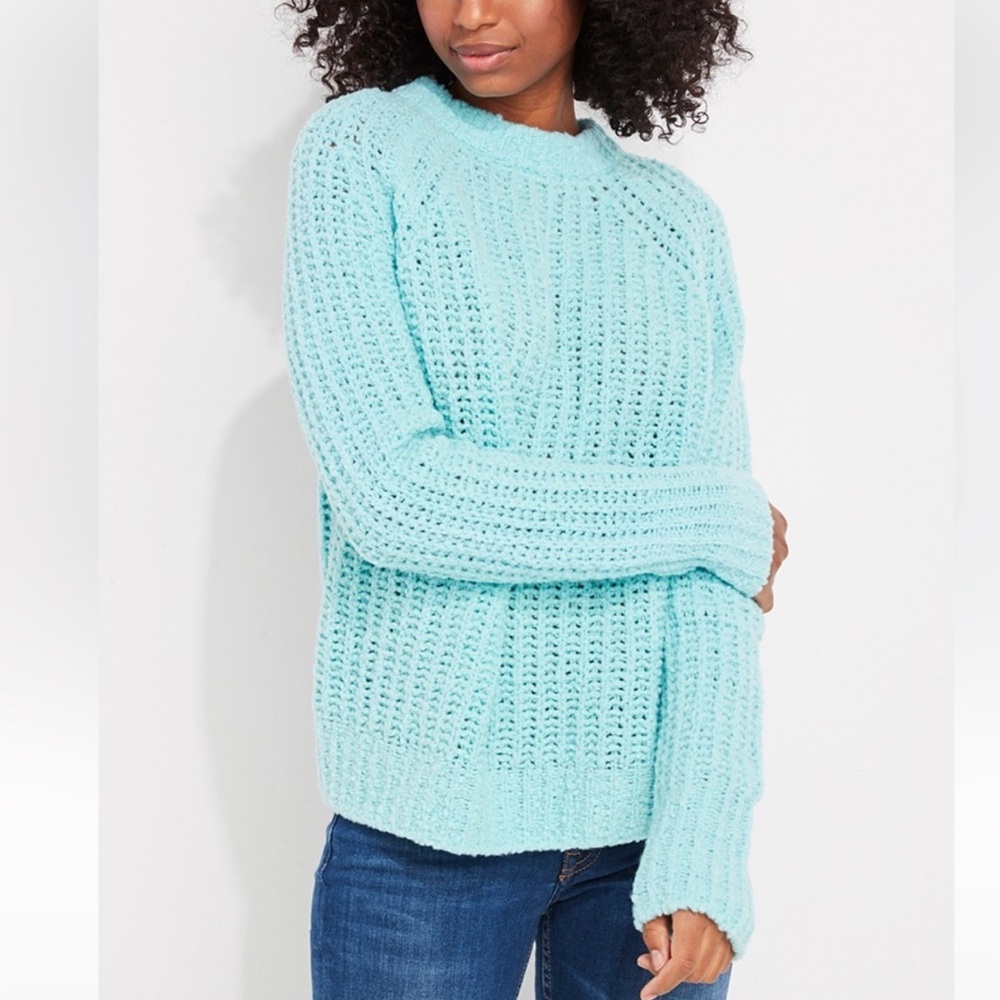 Vineyard Vines Capri Blue Cozy Fisherman Merino Wool Blend Sweater-Size Medium - Picture 2 of 14